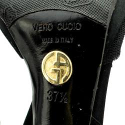 Giorgio Armani Black Mesh Slingback Sandals Size 37.5