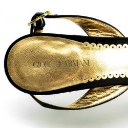 Giorgio Armani Black Mesh Slingback Sandals Size 37.5