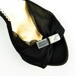 Giorgio Armani Black Mesh Slingback Sandals Size 37.5