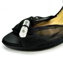 Giorgio Armani Black Mesh Slingback Sandals Size 37.5