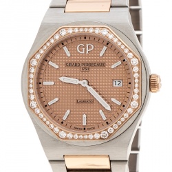 GP Girard Perregaux 18K Rose Gold Stainless Steel Diamond Laureto 80189 Women's Wristwatch 34 mm