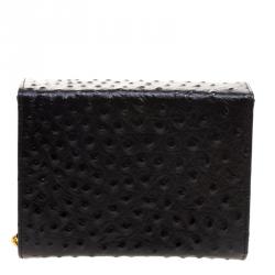 Giuseppe Zanotti Black Ostrich Embossed Leather Crossbody Bag