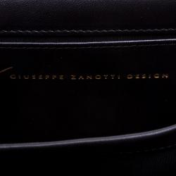 Giuseppe Zanotti Black Ostrich Embossed Leather Crossbody Bag