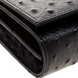 Giuseppe Zanotti Black Ostrich Embossed Leather Crossbody Bag