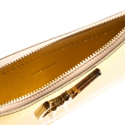 Giuseppe Zanotti Metallic Gold Leather Margery Zip Pouch