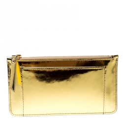Giuseppe Zanotti Metallic Gold Leather Margery Zip Pouch