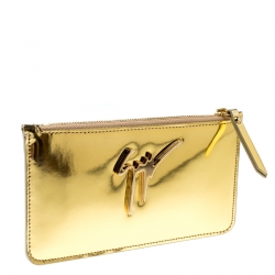 Giuseppe Zanotti Metallic Gold Leather Margery Zip Pouch