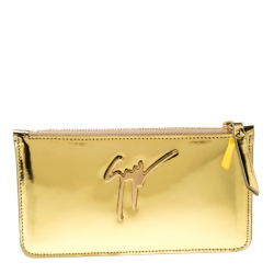 Giuseppe Zanotti Metallic Gold Leather Margery Zip Pouch