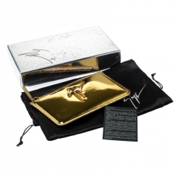 Giuseppe Zanotti Metallic Gold Leather Margery Zip Pouch