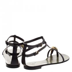 مملوكة مسبقًا صندل جوسيبي زانوتي فلات أسد غلاديوتر جلد بنية مقاس 37.5