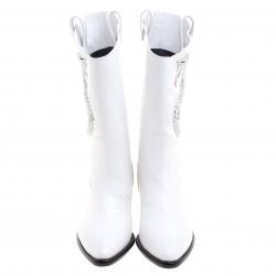 Pre Owned بوت جوسيبي زانوتي غانز 55 كاوبوي جلد أبيض زخرفة الثعبان مقاس 36