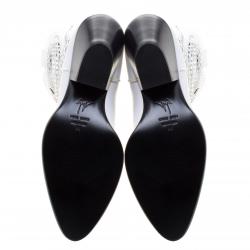 Pre Owned بوت جوسيبي زانوتي غانز 55 كاوبوي جلد أبيض زخرفة الثعبان مقاس 36