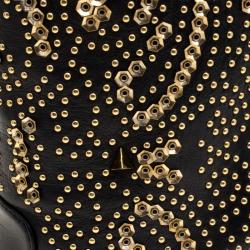 مملوكة مسبقًا بوت جوسيبي زانوتي جلد أسود مرصع مقدمة مفتوحة كولين مقاس 39