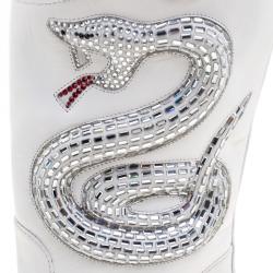 Pre Owned حذاء بوت جوسيبي زانوتي جان 55 كاوبوي مزين بثعبان جلد أبيض مقاس 38