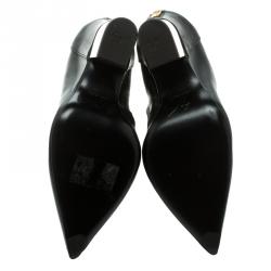 مملوكة مسبقًا Giuseppe Zanotti Black Leather Shark Tooth Pointed Toe Block Heel Ankle Boots Size 38 