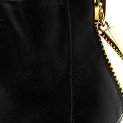 مملوكة مسبقًا Giuseppe Zanotti Black Leather Shark Tooth Pointed Toe Block Heel Ankle Boots Size 38 