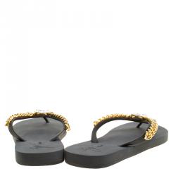 Pre Owned Giuseppe Zanotti Black Rubber Miami Beach Flip Flops Size 39