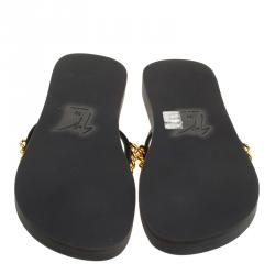 Pre Owned Giuseppe Zanotti Black Rubber Miami Beach Flip Flops Size 39