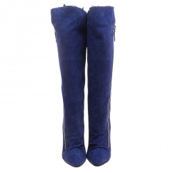 مملوكة مسبقًا بوت للركبة جوسيبي زانوتي غواز كعب روكي سويدي أزرق مقاس 38.5