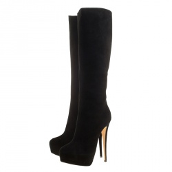 Pre Owned Giuseppe Zanotti Black Suede Platform Knee Boots Size 41