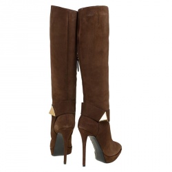 Pre Owned بوت للركبة جوسيبي زانوتي سويدي بني نعل سميك مسامير هرمية مقاس 38