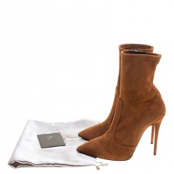 Pre Owned Giuseppe Zanotti Brown Suede Ankle Boots Size 38
