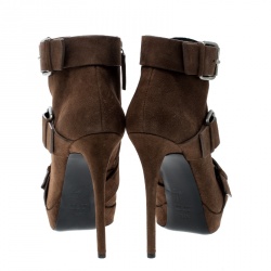 Pre Owned بوت للكاحل جوسيبي زانوتي إيمي سويدي بني بإبازيم نعل سميك مقاس 40