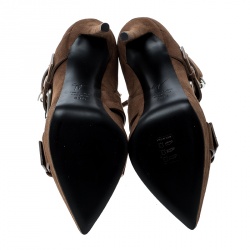 Pre Owned بوت للكاحل جوسيبي زانوتي إيمي سويدي بني بإبازيم نعل سميك مقاس 40