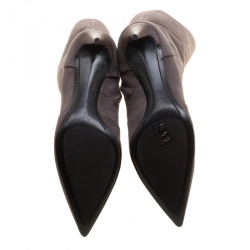 Pre Owned بوت للركبة جوسيبي زانوتي مقدمة مدببة سويدي رصاصي مقاس 37