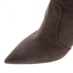 Pre Owned بوت للركبة جوسيبي زانوتي مقدمة مدببة سويدي رصاصي مقاس 37