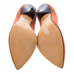 Pre Owned Giuseppe Zanotti Salmon Pink Suede Pointed Toe Pumps Size 37.5