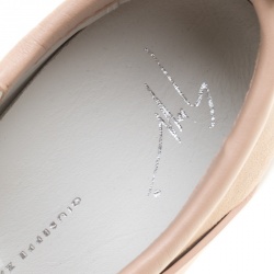 Pre Owned Giuseppe Zanotti Blush Pink Suede and Leather Christie Crystal Embellished Slip On Sneakers Size 37.5