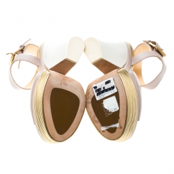 Pre Owned Giuseppe Zanotti Tricolor Leather Peep Toe Platform Ankle Strap Sandals Size 37