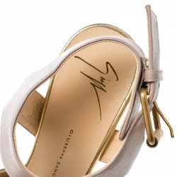 Pre Owned Giuseppe Zanotti Tricolor Leather Peep Toe Platform Ankle Strap Sandals Size 37