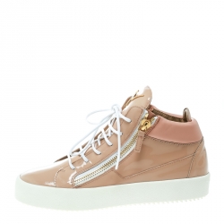 Pre Owned Giuseppe Zanotti Blush Pink Patent Leather London High Top Sneakers Size 41