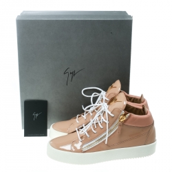 Pre Owned Giuseppe Zanotti Blush Pink Patent Leather London High Top Sneakers Size 41
