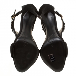 Pre Owned Giuseppe Zanotti Black Suede Coline Sequin Embellished Sandals Size 37