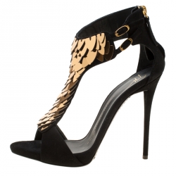 Pre Owned Giuseppe Zanotti Black Suede Coline Sequin Embellished Sandals Size 37