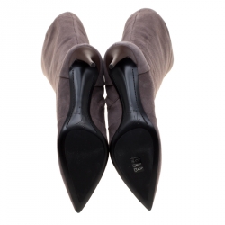 مملوكة مسبقًا حذاء بوت جوسيبي زانوتي طول ركبة مقدمة مدببة سويدي رمادي مقاس 38