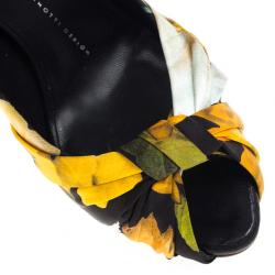 Pre Owned Giuseppe Zanotti Floral Silk Peep Toe Pumps Size 39