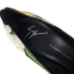 Pre Owned Giuseppe Zanotti Floral Silk Peep Toe Pumps Size 39
