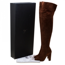 مملوكة مسبقًا حذاء بوت فوق الركبة جوسيبي زانوتي ألاباما سويدي بني مقاس 37