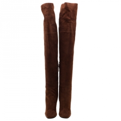 Pre Owned Giuseppe Zanotti Brown Suede Alabama Over The Knee Boots Size 38