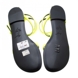 مملوكة مسبقًا صندل جوسيبي زانوتي فلات سير كاحل جلد أخضر نيون مقاس 37