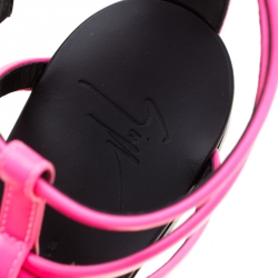 Pre Owned صندل جوسيبي زانوتي جلد بني نيون بحزام للكاحل مقاس 38