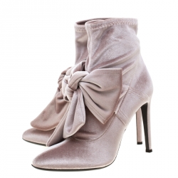 Giuseppe Zanotti Pink Velvet Bow Ankle Boots Size 39.5