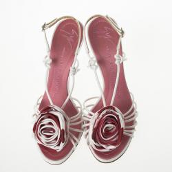Pre Owned Giuseppe Zanotti Pink Flower Strappy Sandals Size 37