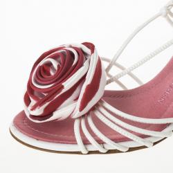 Pre Owned Giuseppe Zanotti Pink Flower Strappy Sandals Size 37