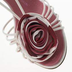 Pre Owned Giuseppe Zanotti Pink Flower Strappy Sandals Size 37