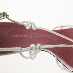 Pre Owned Giuseppe Zanotti Pink Flower Strappy Sandals Size 37